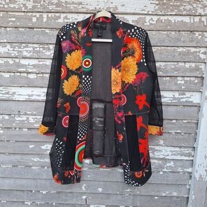 Frank Lyman Women's Multicolor Sheer Floral Blazer Size 14